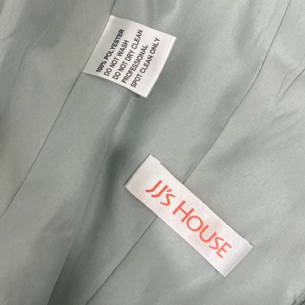 JJ's House Soft Sage Green Chiffon Pleated V-Neck Flutter Sleeve Gown Bridal XS - Picture 9 of 9